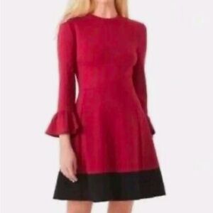 Kate Spade Colorblock Bell Sleeve Ponte Dress